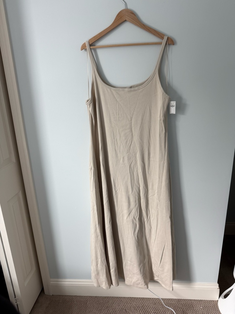 Old Navy Fit & Flare Rib-Knit Maxi Dress in Wish Bone